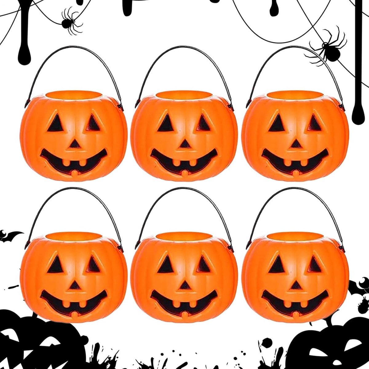 Snoeppot - Halloween Spook en Pompoen Opslagpot - Decoratief en Functioneel - Geschikt voor Thuisdecoratie - 6-delige Set - Formaat 7x5.5 cm