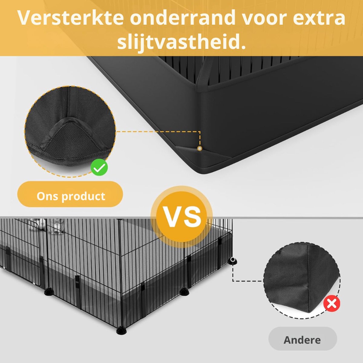 VH Supplies®Konijnenhok Binnen - Konijnenren - Dierenverblijf - Zwart - 122 x 60 x 40 cm thumbnail 6