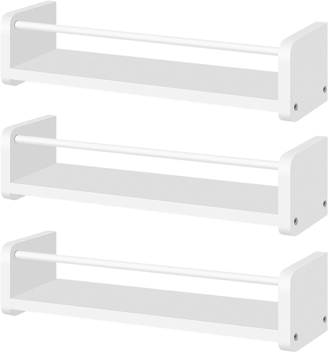 Klarven® Wandplanken Zwevend Wit - Wandplanken Set - Zwevende Wandplanken - Wandplanken Kinderkamer - Wandplanken Keuken - Floating Shelf - Ruimtebesparend, Modern design, Draagvermogen 5kg per plank - Set van 3 stuks b40xh10xd12cm