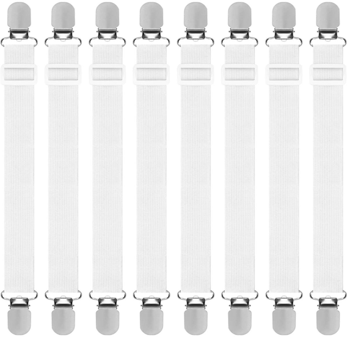 SSTRWGOOD 8 Stuks Lakenspanner - Verstelbare Spanners - 65cm Lang Uitrekbaar tot 1,3m - Geschikt voor Strakke Hoeslakens en Werktafels - Elastische Band - Complete Set voor Huishoudelijk Gebruik