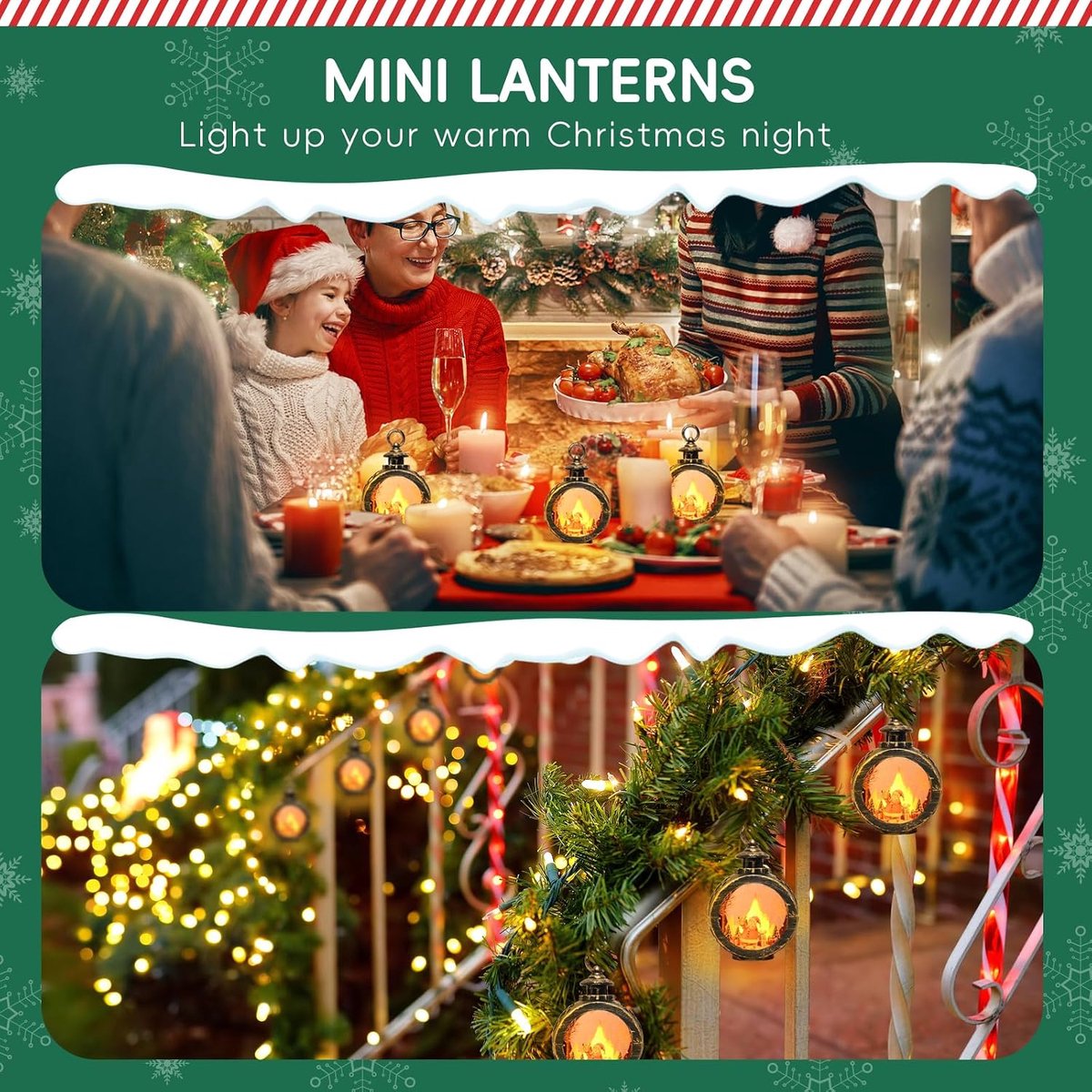 Kerstman LED Mini Kerstlantaarn Hanglamp - Kerstlantaarn Decoratie - Kerstman Sneeuwpop Vintage Kerstdecoratie - Hangende en Tafeldecoratie voor de Vakantie - Perfect voor Kindervakantiecadeaus en Woondecoratie Buiten en Binnen - Bronzen Sneeuwpop – foto 3