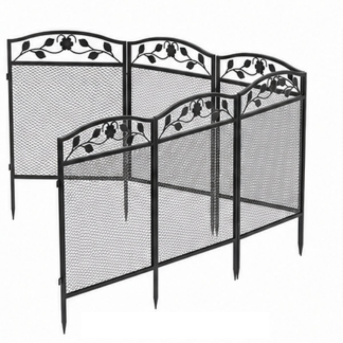 Molhaus Tuinhekpanelen 5-delige set - 60 x 110 cm per paneel - Zwart metaal - Voor tuin en terras - Omheining - Afscheiding
