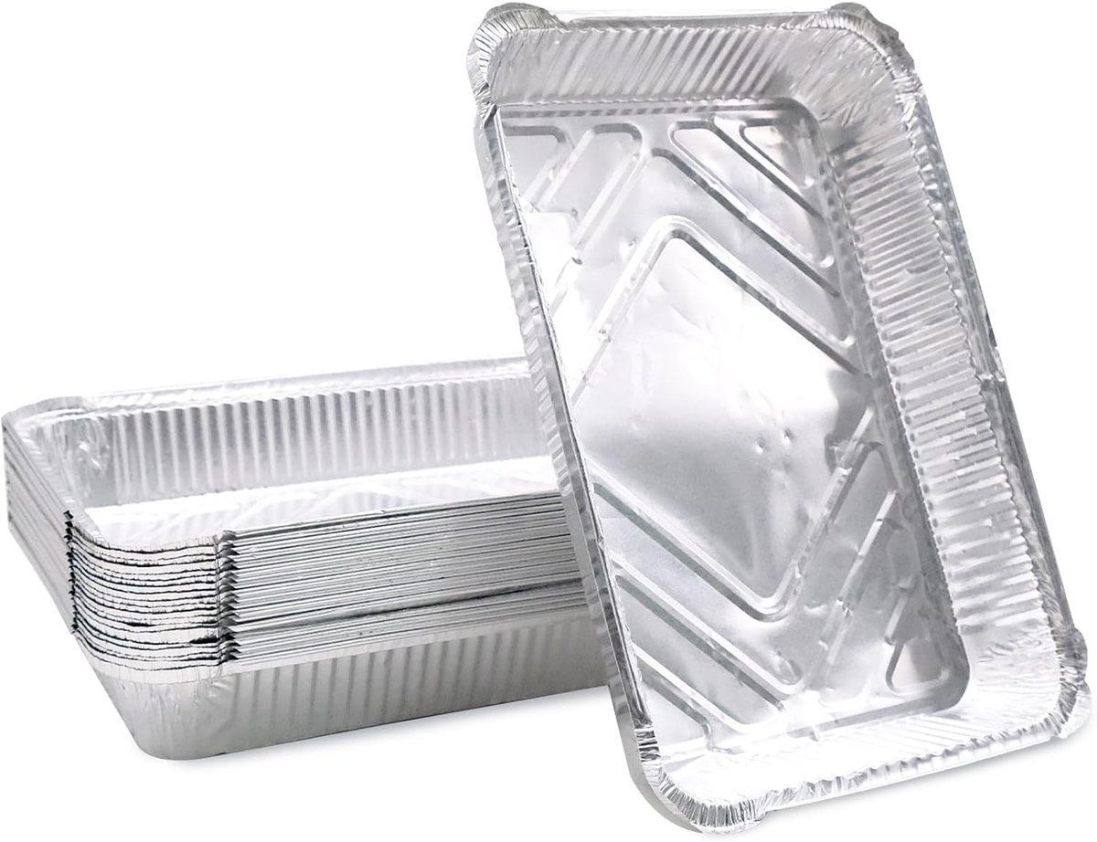 Aluminium Grillschalen - 31,5 x 21,5 x 5 cm - Voor Gasgrill, Houtskoolgrill en Oven - Ideaal voor Vlees, Vis en Groenten