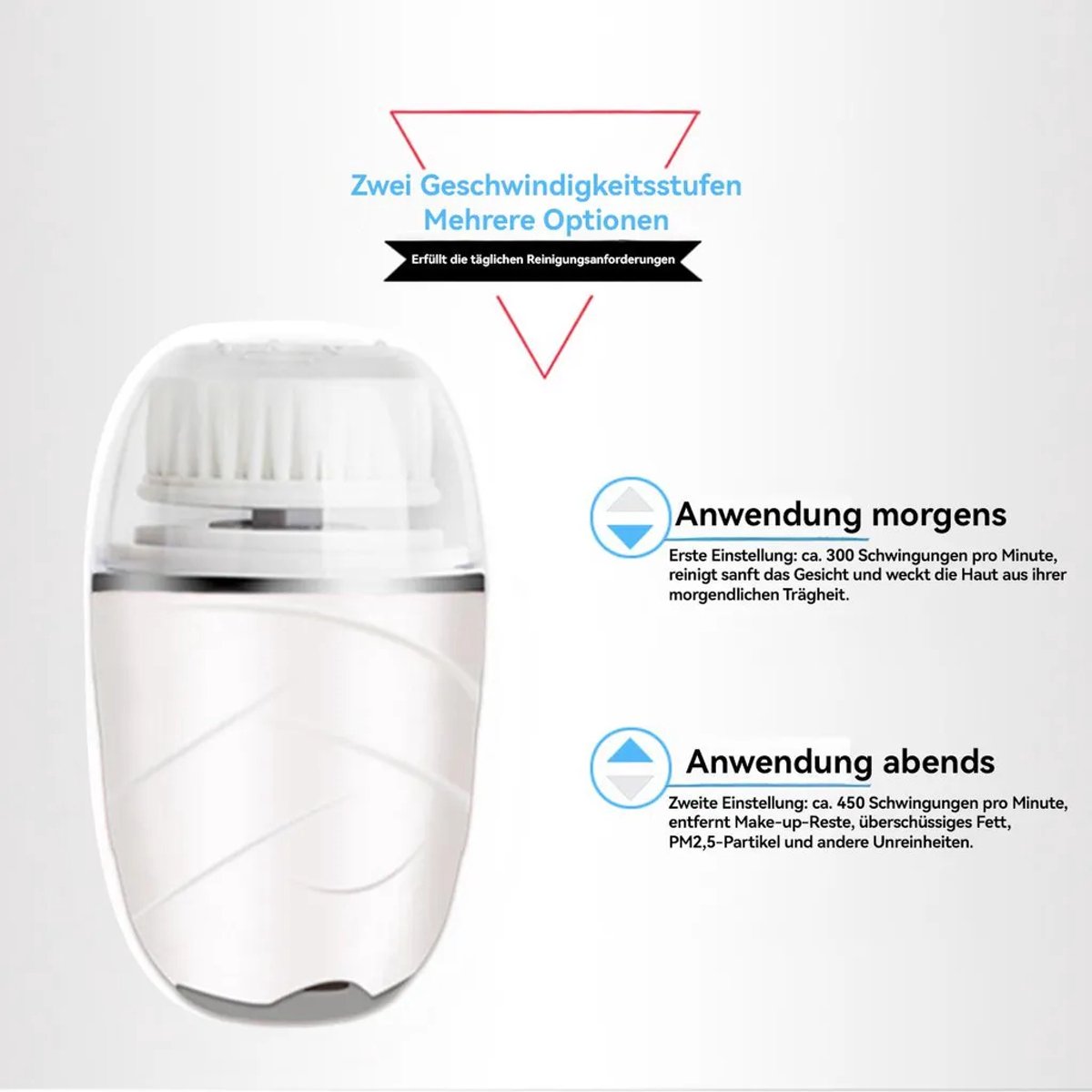 Gezichtsreinigingsborstel, mini elektrisch gezichtsreinigingsapparaat, waterdichte exfoliërende borstel, dieptereiniging, draagbaar, wordt geleverd geschikt voor 3 opzetborstels.