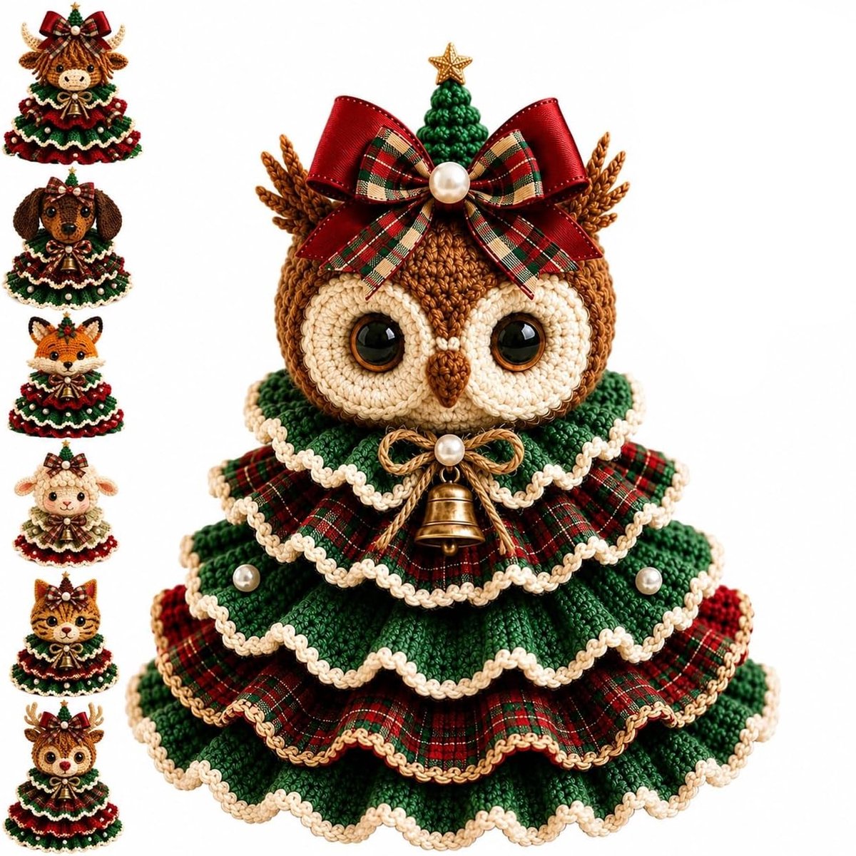 KZQ Haak Set Voor Uil Kerstboom - DIY Knutselset - Beginners - Met Kraaltjes Bellen & Lint - Handgemaakte Kerstdecoratie