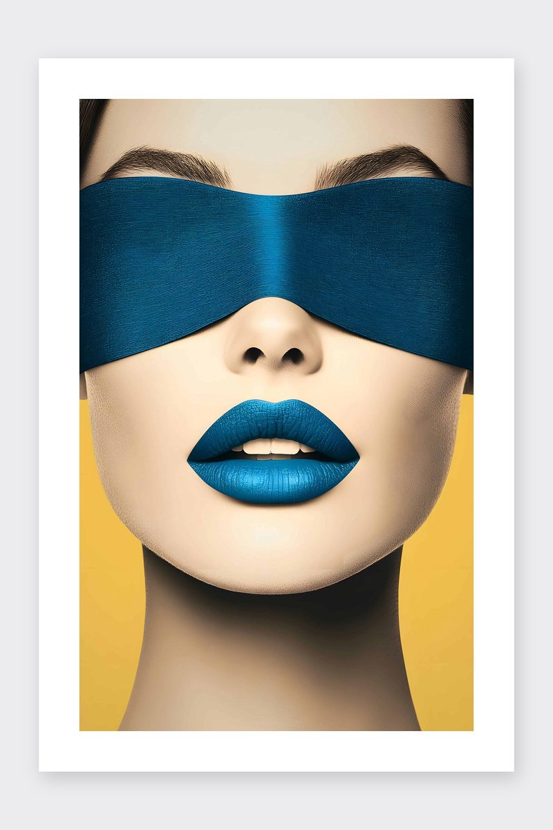Blinddoek Poster - Blauwe - Creatieve - Stijlvolle - Kleur - Mystieke - posters - formaat 30x40cm - Wanddecoratie - BXS4208MT - Met kader - passe-partouts stijl