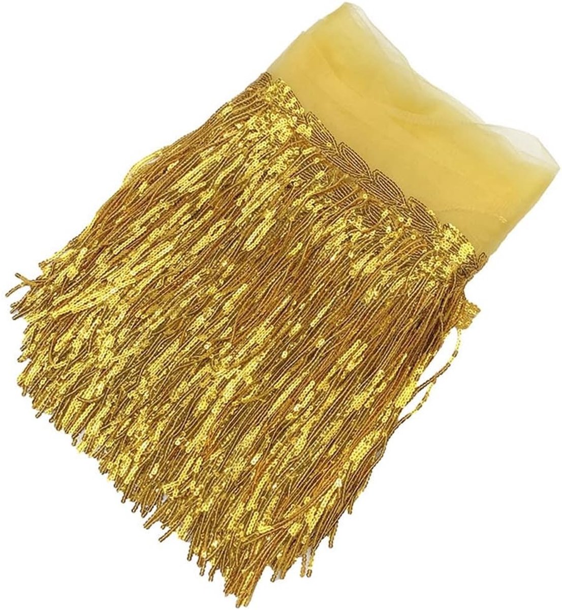 Glitterende Fringes en Pailletten voor Kostuums, Naaiwerk en Creatieve Knutselprojecten in Geel