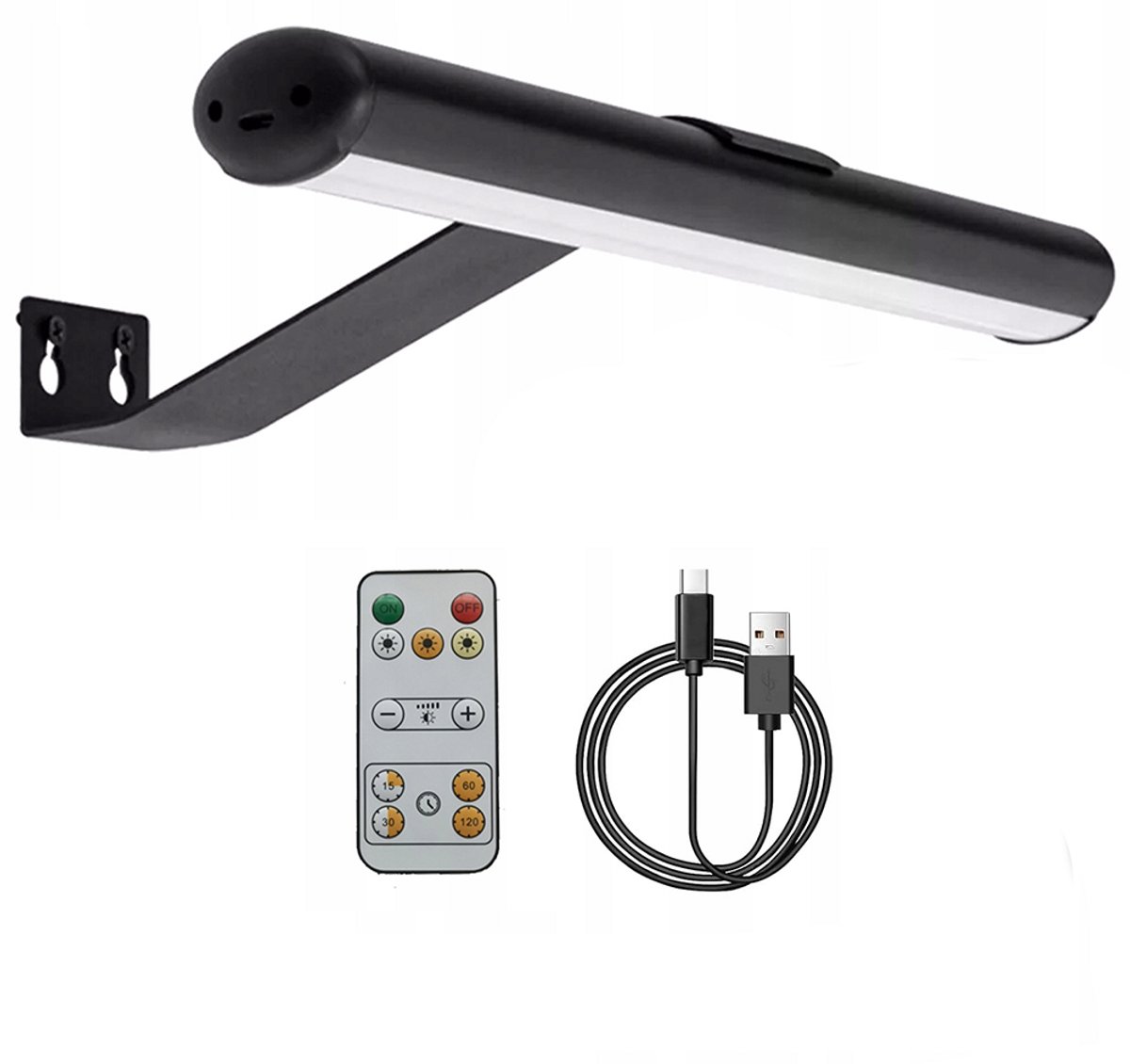 Oplaadbare wandlamp - Draadloze wandlamp - Nachtlampje - Voorzien van aanraakschakelaar en afstandsbediening - Dimbaar - 3 kleurtemperaturen - 4000 mAh - Magnetisch en geschikt voor montage met boorgaten - Zwart