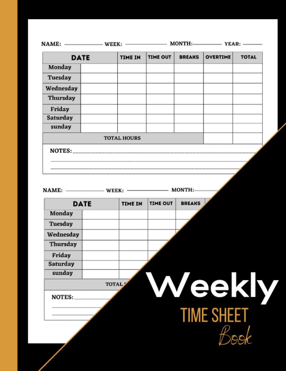 Weekly Time Sheet Book: Weekly time log book for recording working hours, ideal for employees and self-employed, ... - ShopVlot