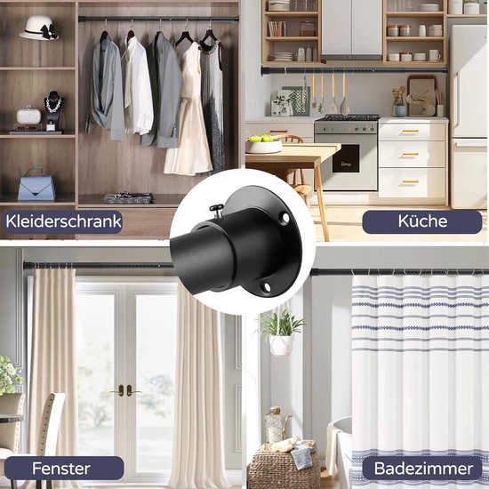 Kledingstang - Garderobestang - Kleding Opbergen - Telescopisch Verstelbaar - 74-130 cm - Zwart — afbeelding 4