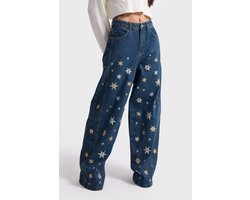 It's Basic - SHINY STAR BAGGY MID RISE JEANS