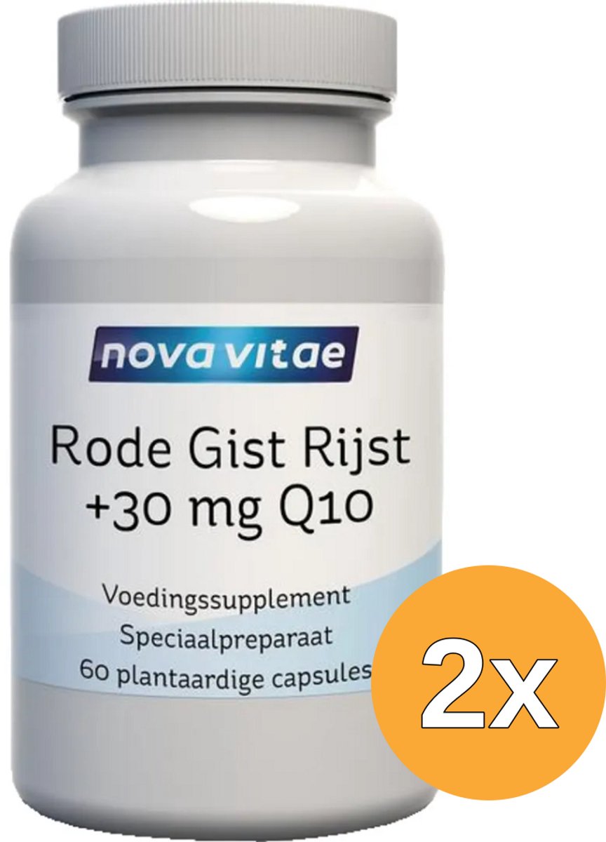 2x Nova Vitae Rode gist rijst + 30mg Q10 (60 vega capsules)