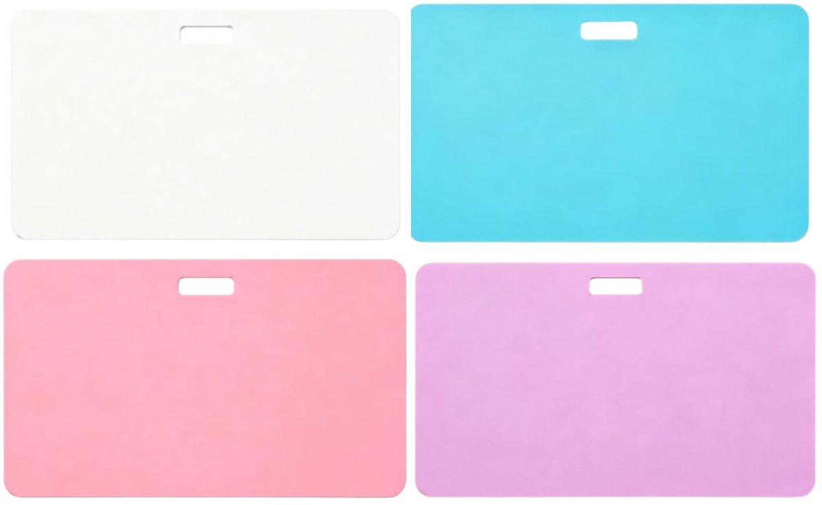 longziming - Set van 4 Uitwisbare ID-Notitiekaarten - Herbruikbare Badge Buddy voor Verpleegkundigen - Verticale en Horizontale Notitiekaarten - Accessoire voor ID-Badge - Afgeronde Hoeken - Waterdicht