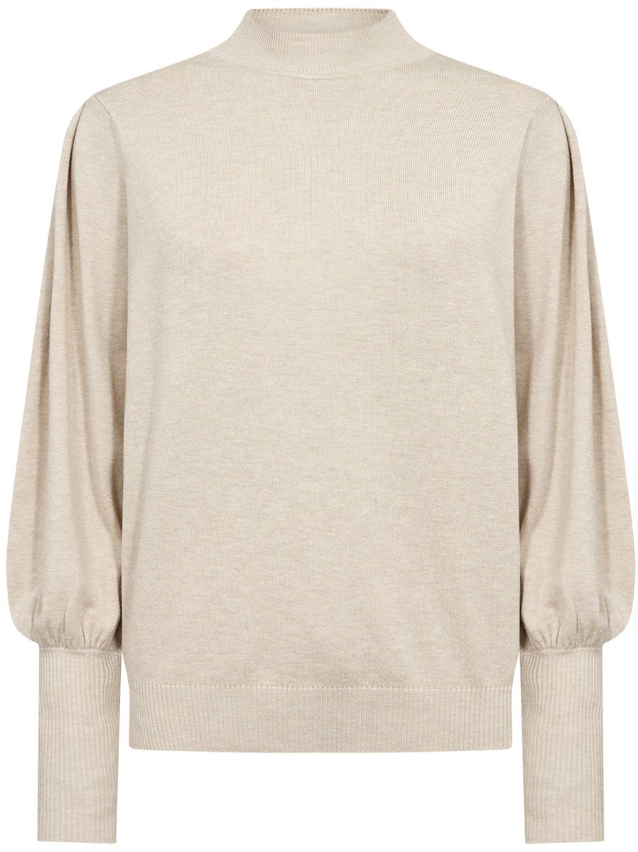 Soyaconcept trui beige met opstaande hals en pofmouwen voor dames - XL (42)