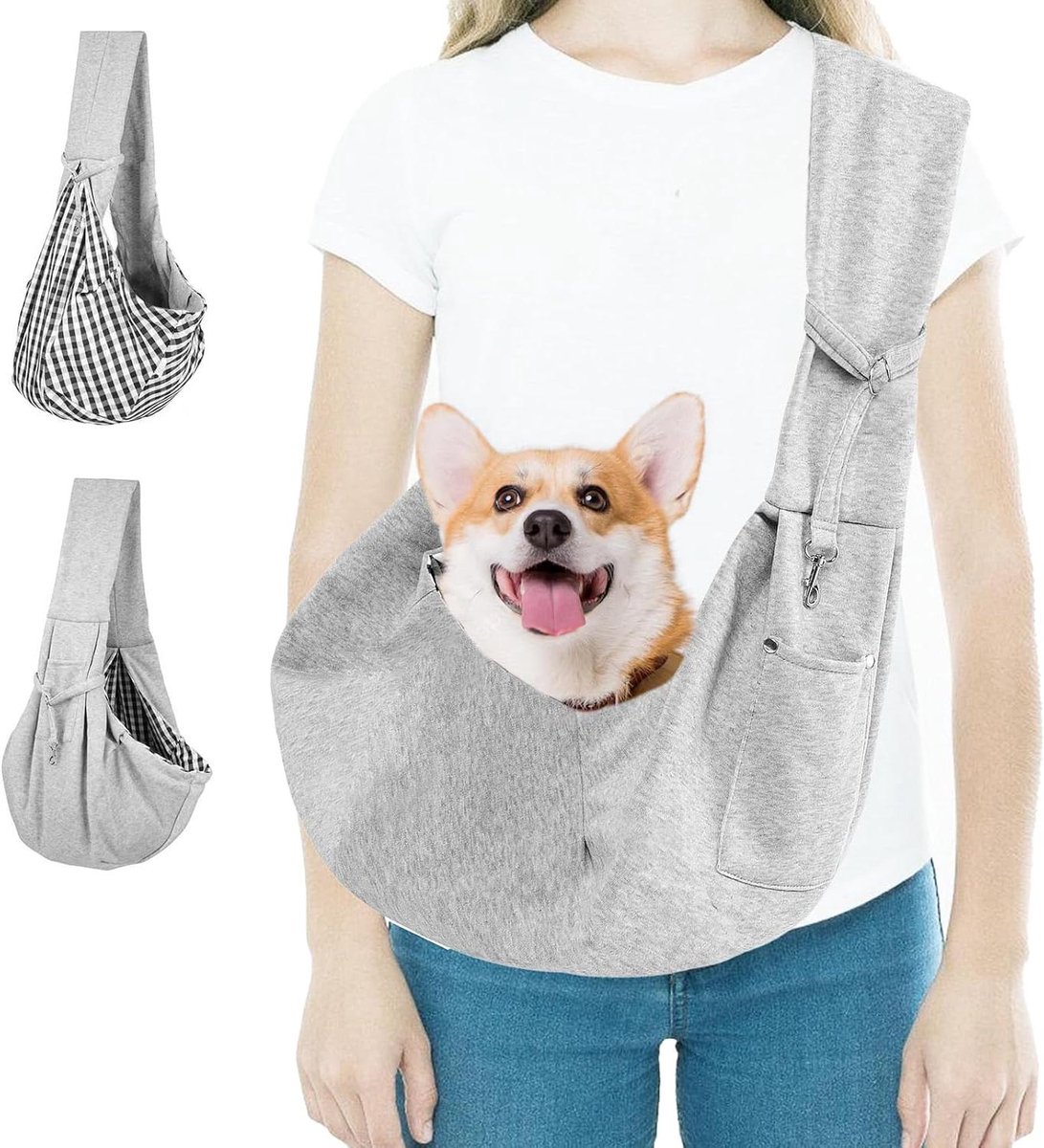 Hondendraagtas - Draagtas Honden - Veilig Vervoer - Handsfree Ontwerp - Tot 7.5kg - Grijs