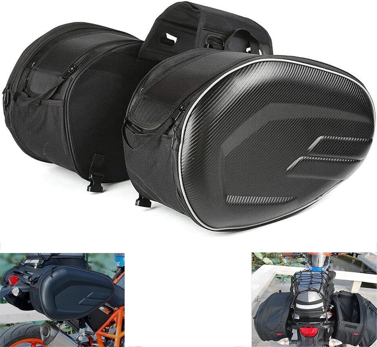 Bagagetas voor Motorfiets, Zijtassen, Waterdicht, 36 L, 58 L, Uitbreidbaar | Uittrekbare motortassen, rijtassen voor motorfiets, motortas, achterzadel, opbergtas voor integraalhelm