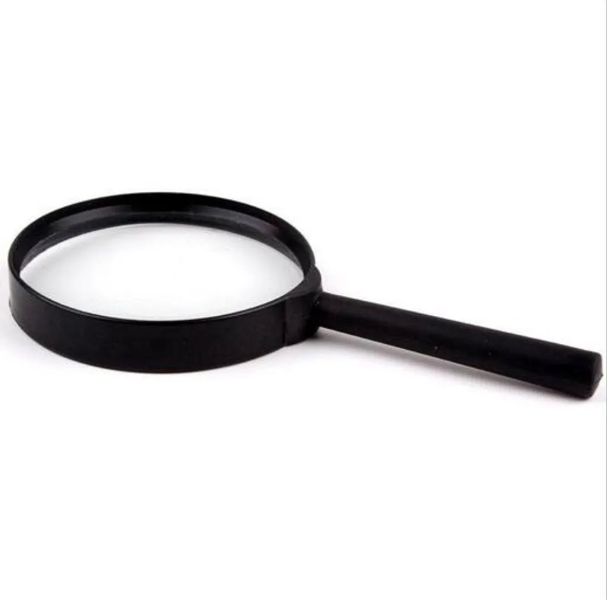 Vergrootglas, 5x vergroting, handvergrootglas, 7,5 cm, zwart, leeshulpmiddel.