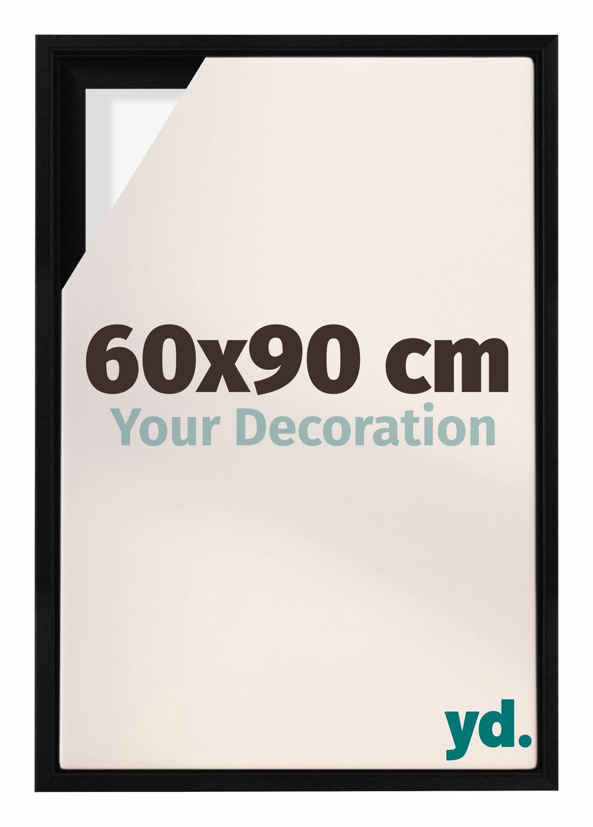 yd, Baklijst 60x90 cm Zwart Mat - Lijst voor Canvasdoek - MDF Lyon
