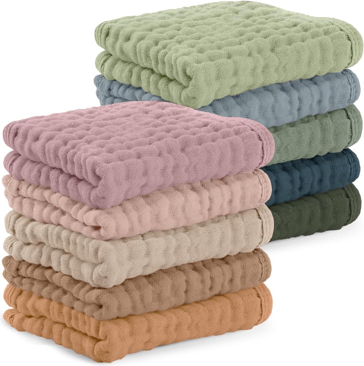 Baby doekjes - Hydrofiel katoen - Baby verzorgen - Extra zacht - 10 stuks 25x25 - Multicolor
