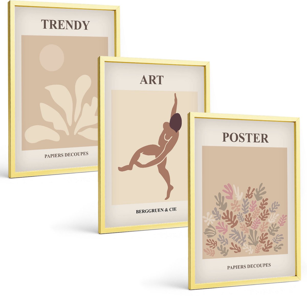 Coloray 3-Delige Schilderij Set - Posters Met Citrusvruchten En Kleurrijke Abstracte Patronen - 40 x 40 cm En 40 x 60 cm - Decoratieve Schilderijen - Woonkamer - Interieur - Stijlvolle Muurdecoratie