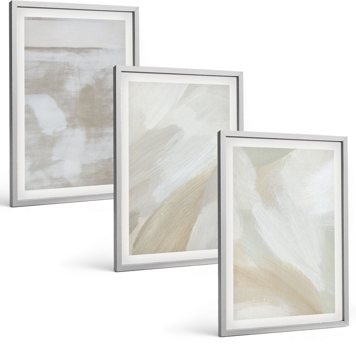 Coloray 3-Delige Schilderij Set - Abstracte Penseelstreken Op Canvas - 40 x 60 cm - Muurdecoratie - Wanddecoratie - Slaapkamer - Interieur Decoratie
