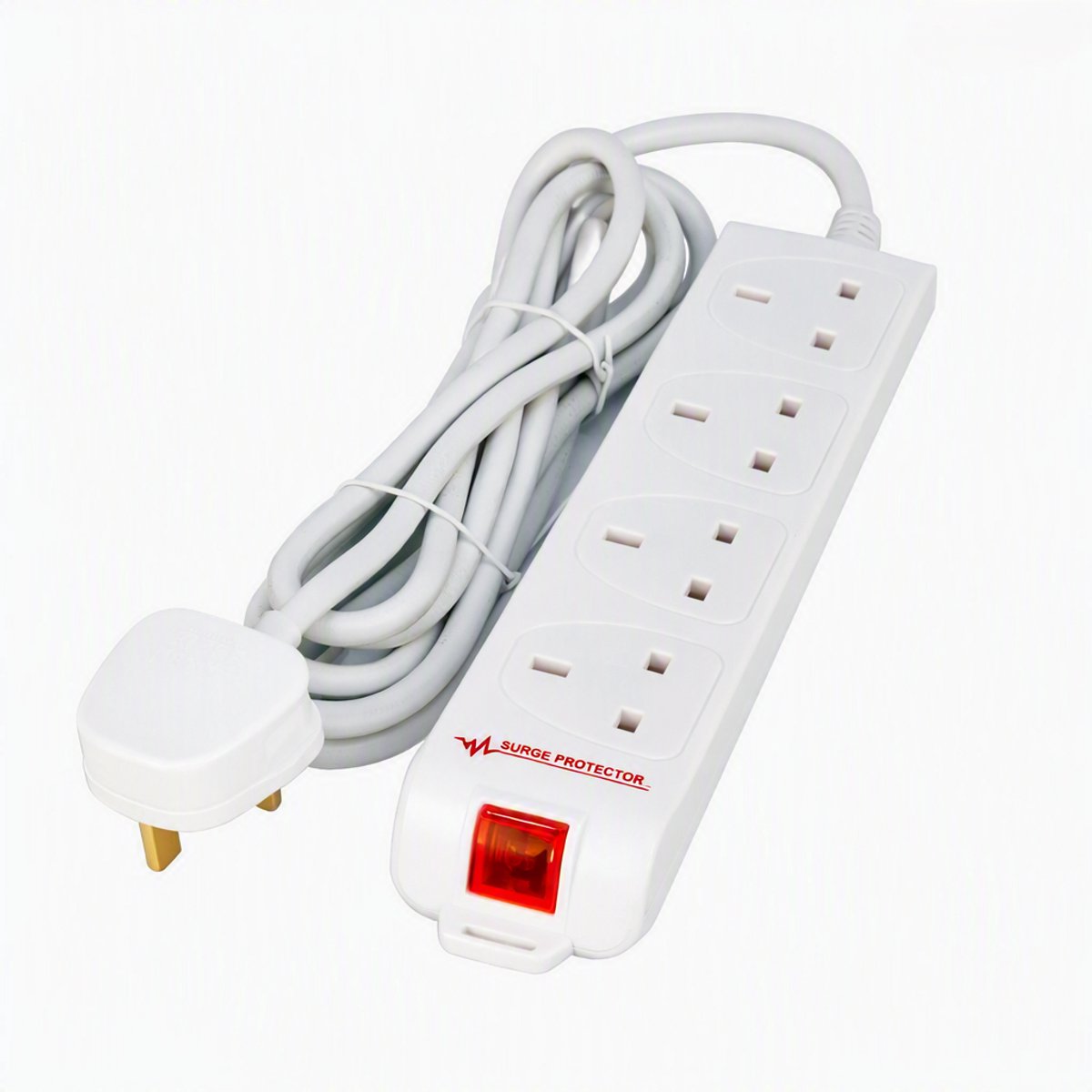MicroConnect 4-weg stekkerdoos met overspanningsbeveiliging (VK-nummer) 5 meter, wit