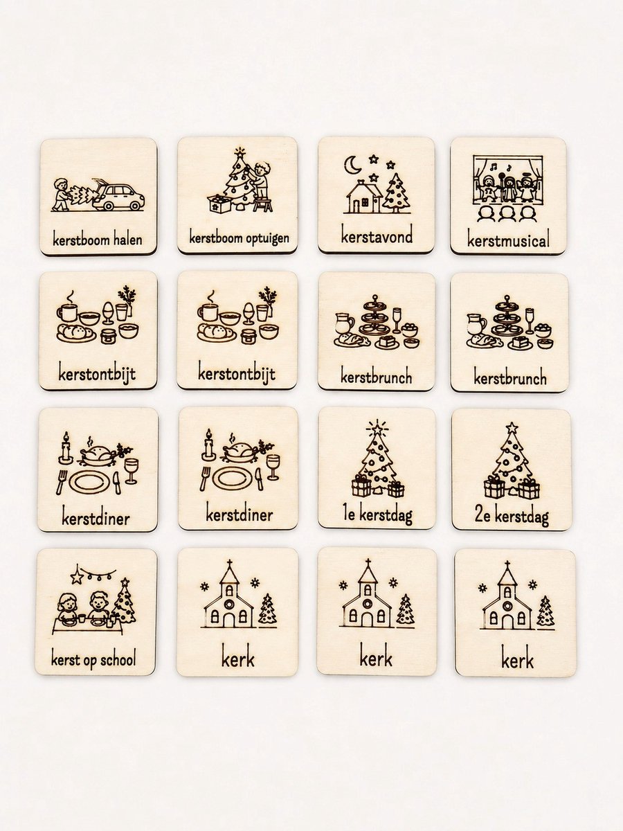 Weekplanner - uitbreidingsset Kerstdagen - houten weekplanner - planning kinderen - weekplanning - Feestdagen - Kerst - Kerstmis - Kerstfeest
