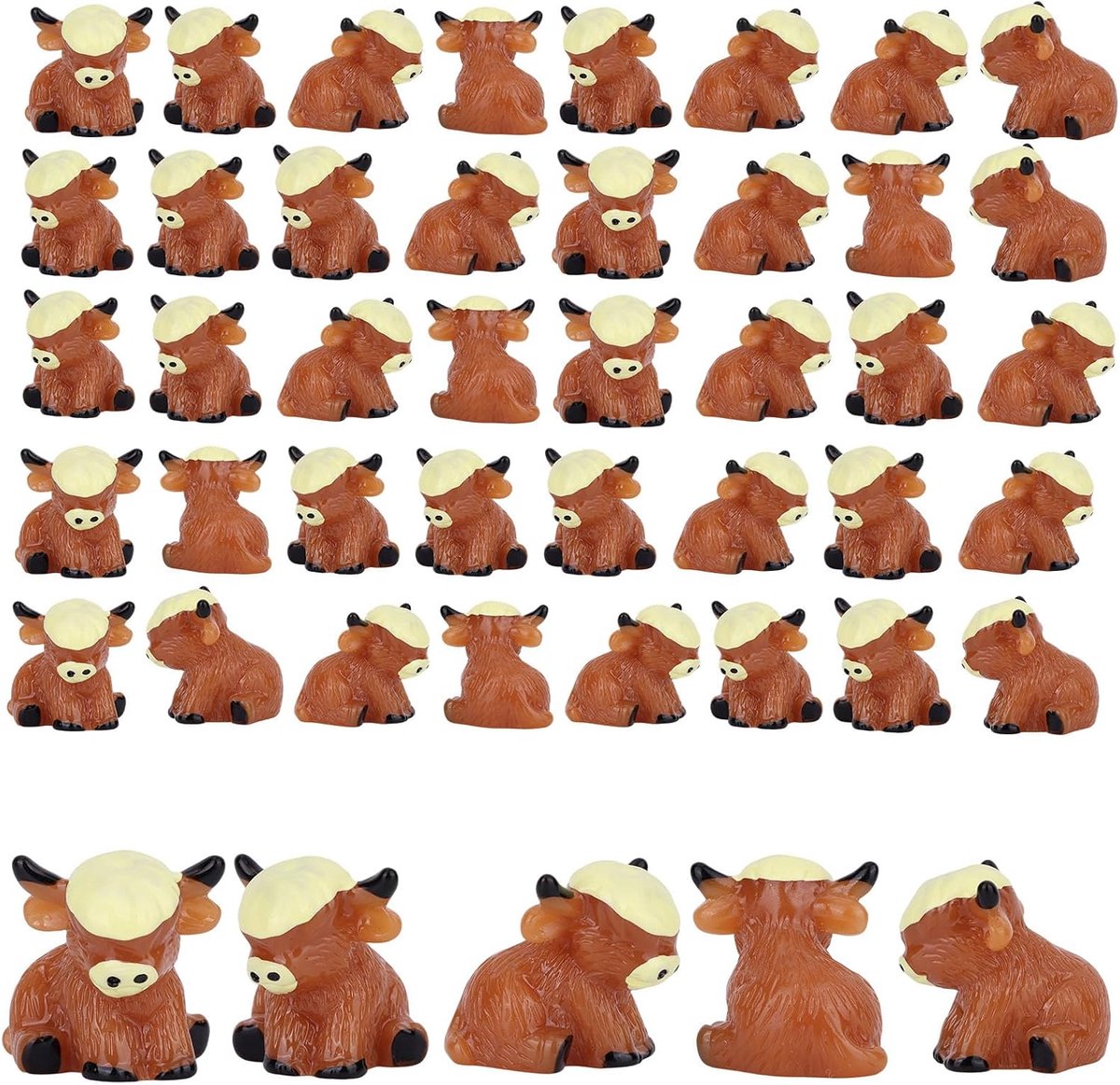 25 Stuks Mini-Hooglandkoe-Beeldjes, Miniatuur Hooglandkoe-Beelden Van Hars Dieren Van Hars voor Doe-Het-Zelf-Decoratie Huis Keuken Tuin Kantoor Bureau Miniatuurlandschap