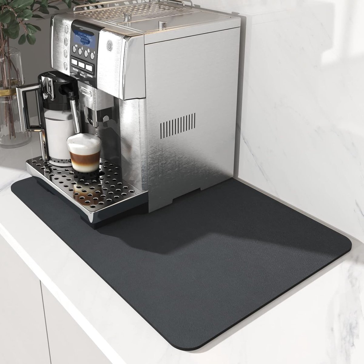 onderlegger, 1 stuks, koffiemat, 40 x 30 cm, koffiemachinepads, afdruipmat, servies, onderlegger voor volautomatische koffiemachine (zwart)