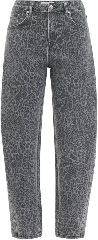 WE Fashion Dames barrel fit jeans met luipaardprint