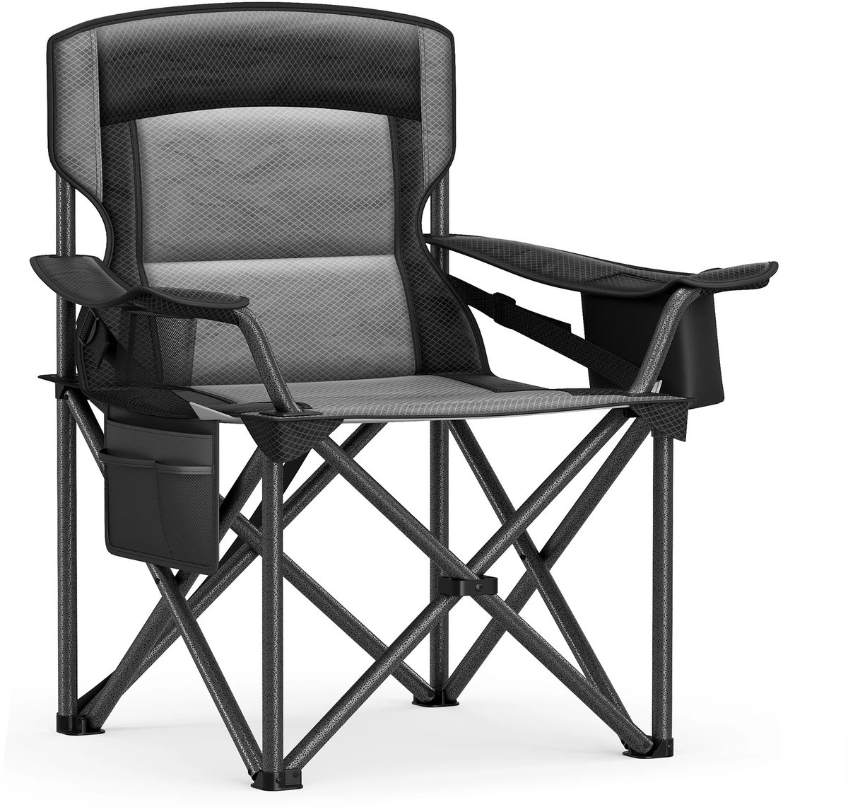 MokoHub Campingstoel - Kampeerstoel - Met bekerhouder - 205 draagvermogen - 63x95x99.5 cm - Grijs/zwart