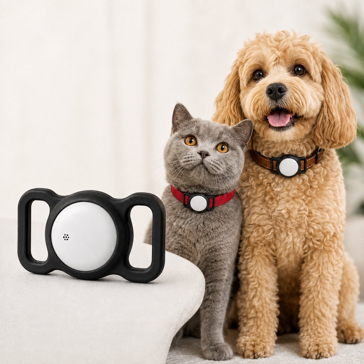 Narvie Tracker voor Hond & Kat – Huisdiertracker voor Halsband – Apple Zoek Mijn & Google Find Hub – Waterbestendig – Incl. Siliconen Halsbandhouder – Zonder Abonnement
