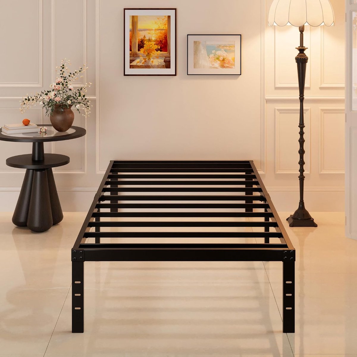 Bedframe 140x200 cm - Industrohome massief eiken ledikant met hoofdeinde, geschikt als tweepersoonsbed of futonbed