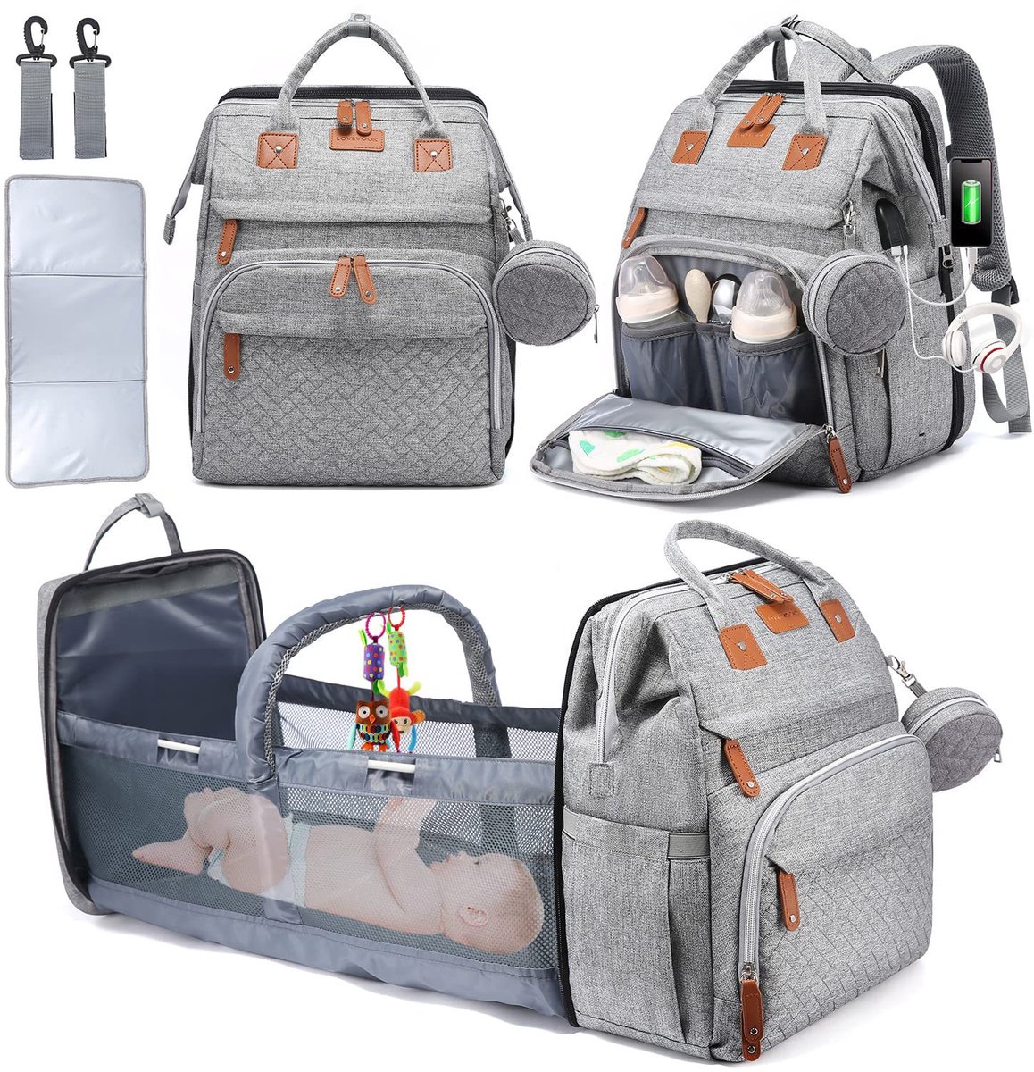 Verschoontafel met luiertas, 68,5 cm (27 inch) moeder- en babytas