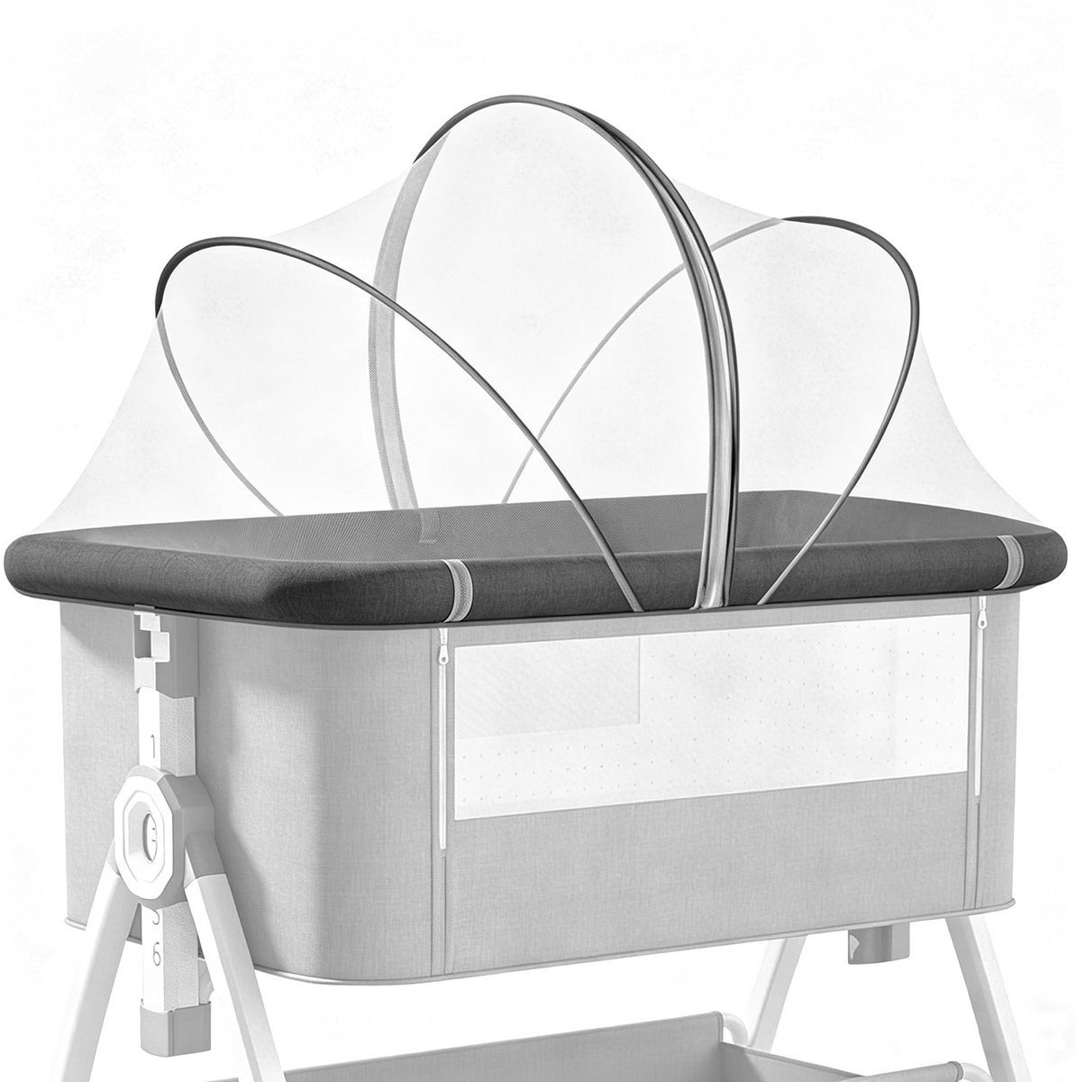 Casalora® Muskietennet voor reisbed, kattennet voor kinderbed, universele klamboehoes met geruisloze rits voor bedden, gemakkelijke toegang, snelle installatie, fijnmazig insectennet voor kinderen (wit）