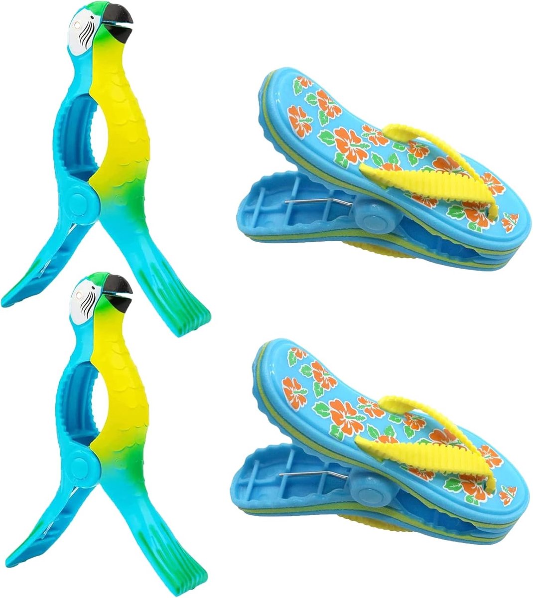 Strandhanddoekklemmen - Blauw - 4 Stuks - Kunststof - Voor Strand en Zonnebed
