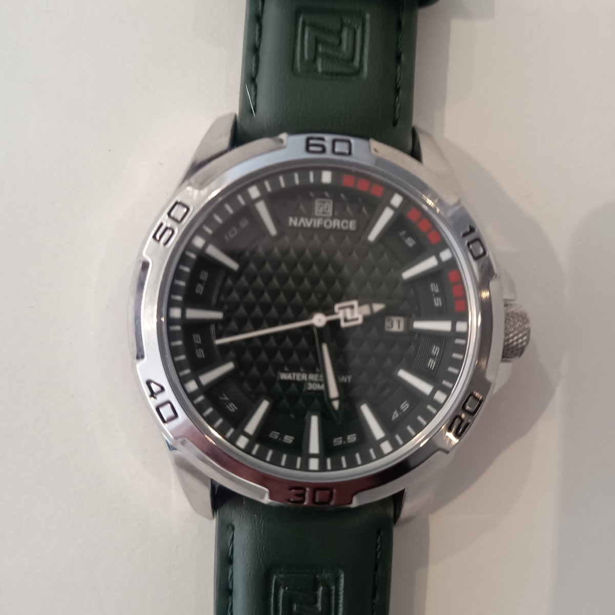 stijlvolle sportieve herenhorloge kwarts - naviforce - groene kast en band
