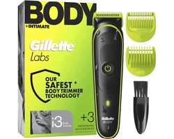 GilletteLabs i3 Body + Intimate Lichaamstrimmer maakt gebruik van SkinFirst-snijtechnologie voor tot 0% sneetjes en wondjes, wat zorgt voor de veiligste* lichaamstrimmertechnologie van Gillette.