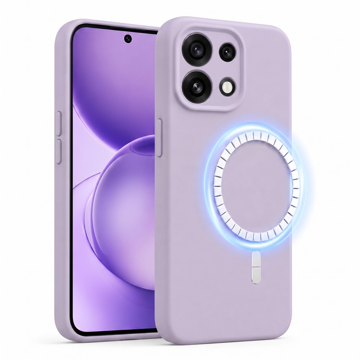 Hoesje geschikt voor Oppo Reno 16 Pro - Hoesje geschikt voor Magsafe - Draadloos opladen - Gehard Glas - Lila