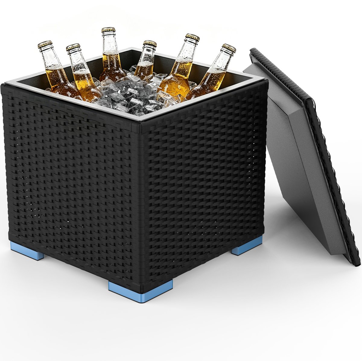 Arvioo - Wicker koelbox 40L - 24 uur koeling - multifunctioneel - tuin en terras zwart