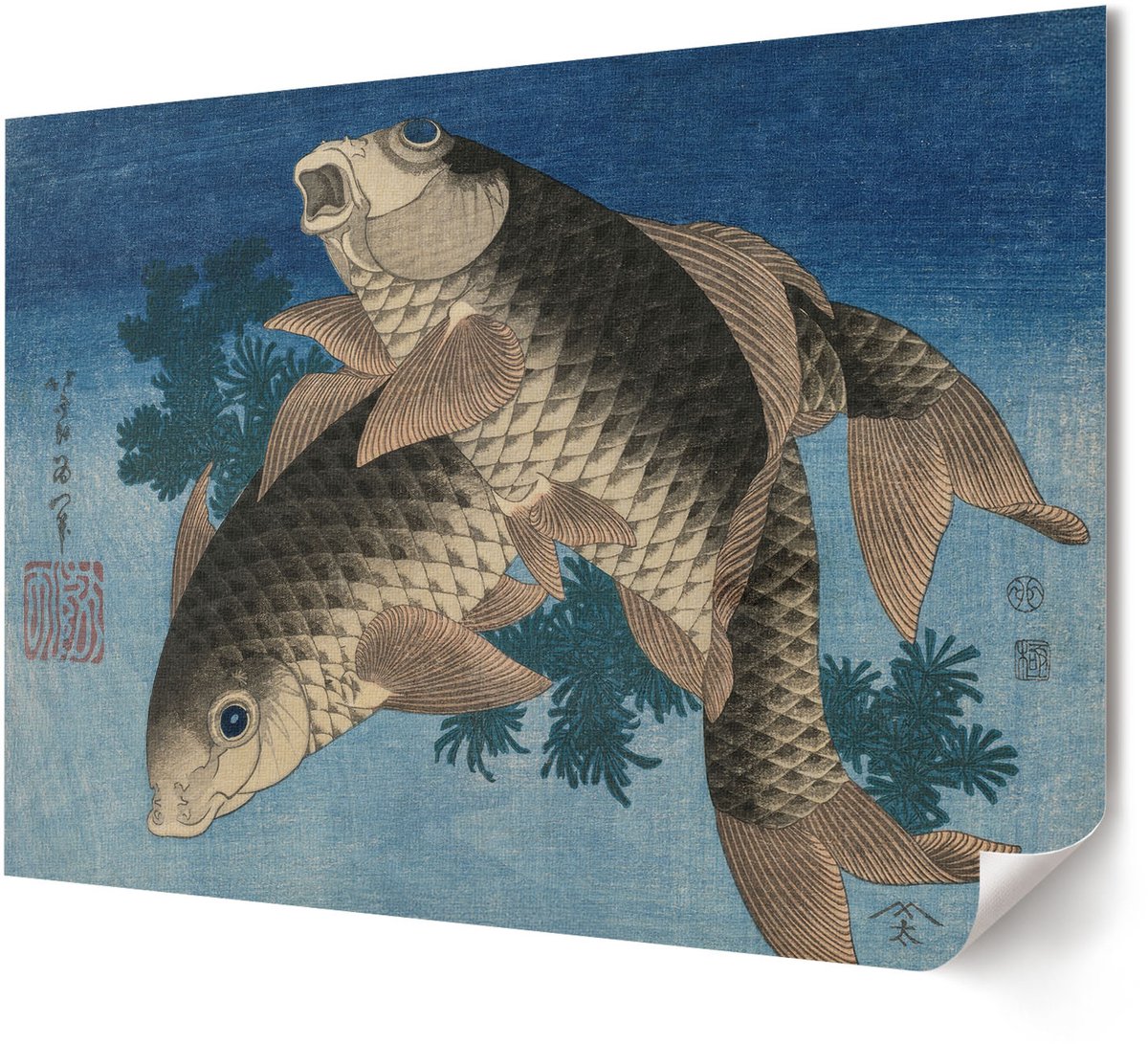 Coloray Polycanvas Wandposter - Kraanvogels In Een Boom, Schilderen - A4 - Wit Decoratie - Rechthoek - Canvasposter - Woonkamer, Slaapkamer, Kantoor - Japanse