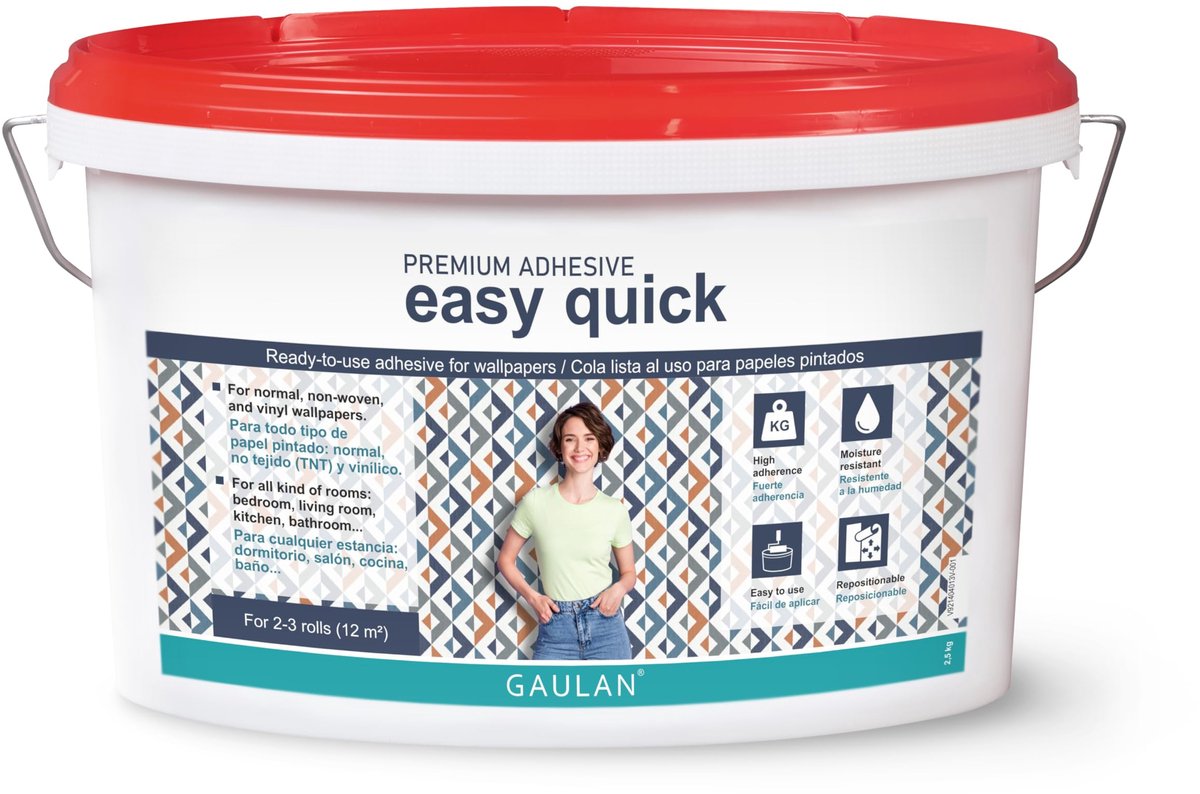 Gaulan Premium Adhesive Easy Quick Lijm, gebruiksklaar voor het lijmen van normaal, vinyl of vliesbehang - ShopVlot