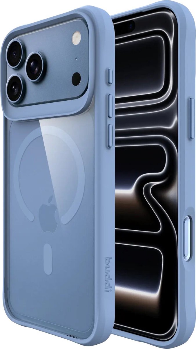 Buddi Hybrid - Hoesje Geschikt voor Apple iPhone 18 Pro - Compatibel met MagSafe - Back Cover met Magneet - Magnetische Beschermhoes - Case Matched Blauw