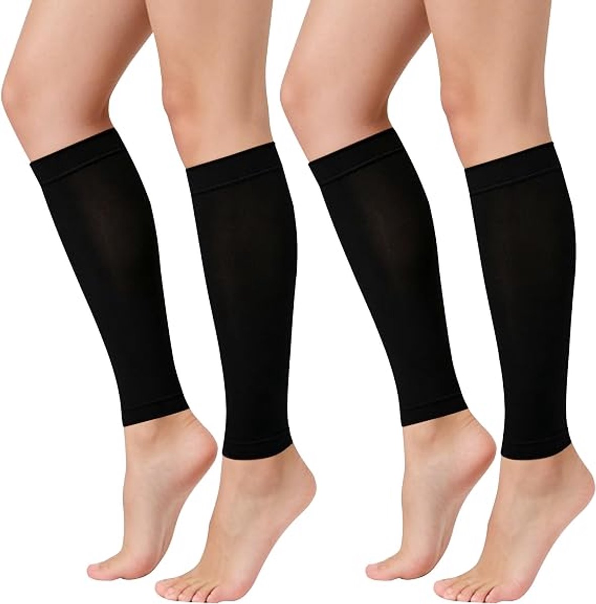 KZQ Compressiekousen Met Open Teen - Progressieve Druk - Ademend Lichtgewicht - Voor Hardlopen Reizen Wandelen - 2 Paar - Zwart