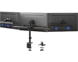 Thuys - Triple Monitorarm 20–32 Inch – 3 Schermen – Tot 9 kg per Arm – VESA 75×75 & 100×100 – Volledig Verstelbaar – C-Klem & Doorvoer – Zwart
