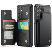 Coque de téléphone adaptée pour Samsung Galaxy S26 FE 5G / S25 FE 5G - noir - coque avec porte-cartes - étui portefeuille wallet back case avec - coque de téléphone - back case