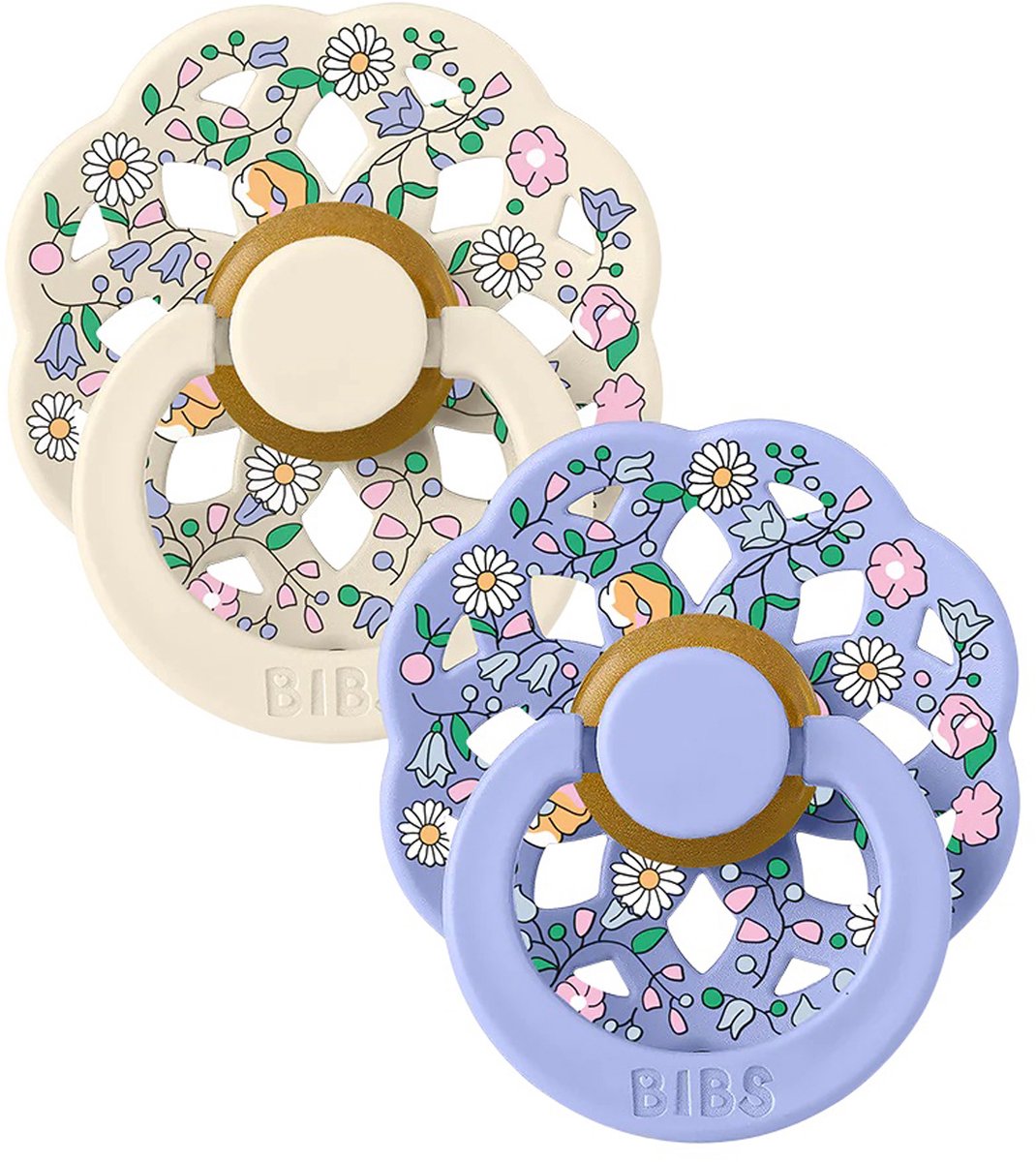 BiBs x Liberty Chloe Meadow Fopspeen - Rond - 2 Stuks - 0-6 Mnd - Ivory Mix