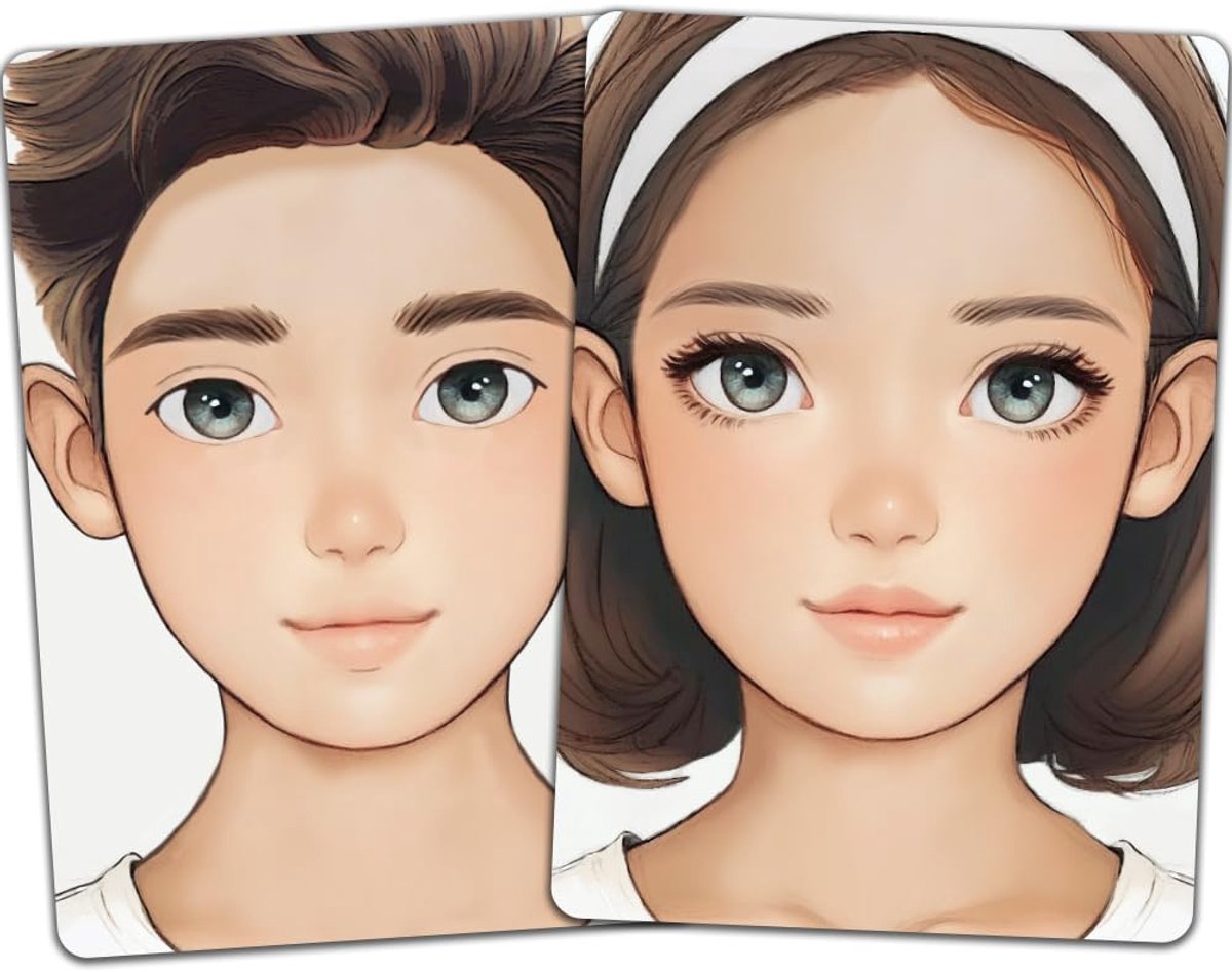 DELORIGIN 2 stuks gezichtsschilderen, oefenbord, herbruikbare make-up, schilderen, oefensjabloon voor beginners, man - ShopVlot