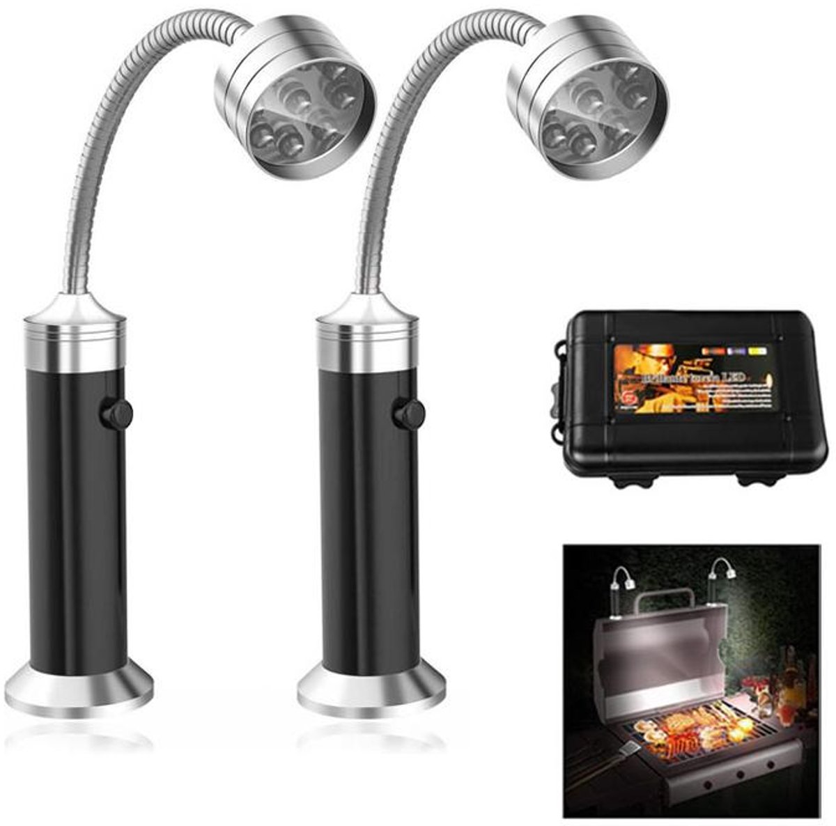 KZQ 2-delige BBQ-verlichtingsset - Werklamp - Magnetische zaklamp - Noodverlichting - 360° verstelbaar - Weerbestendig