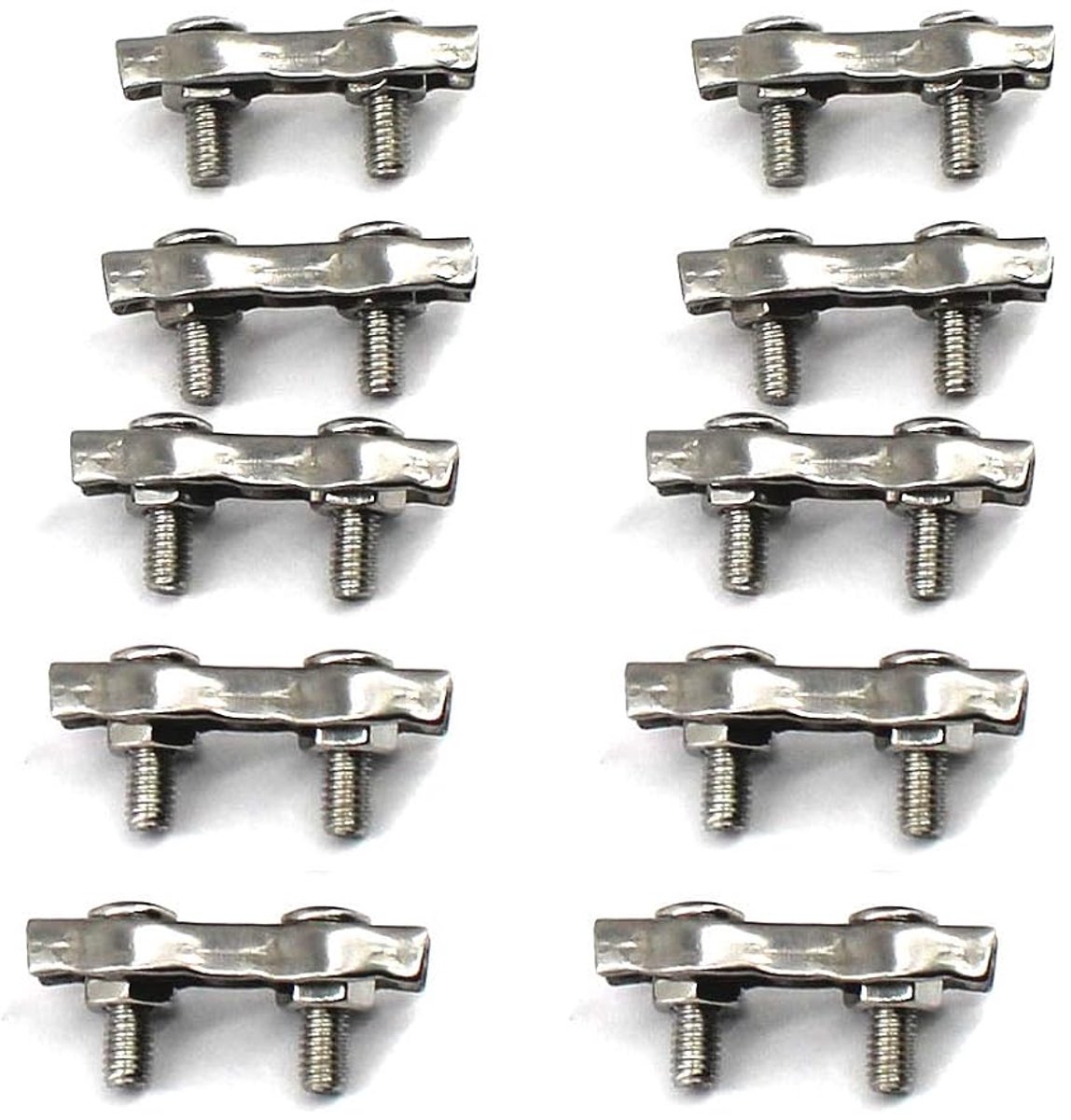 304 roestvrij staal draad touw clip kabel touw dubbele klem M3 pak van 10 stuks